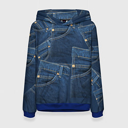 Толстовка-худи женская Джинсовка jeans, цвет: 3D-синий