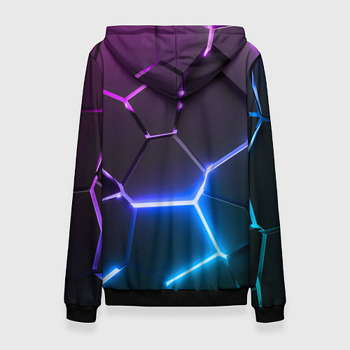Женская толстовка Фиолетовый градиент - неоновые геометрические плит / 3D-Черный – фото 2