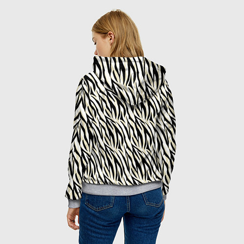 Женская толстовка Тигровый полосатый узор-черные, бежевые полосы на / 3D-Меланж – фото 4
