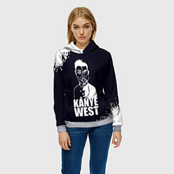 Толстовка-худи женская Kanye west - tuxtera брызги, цвет: 3D-меланж — фото 2