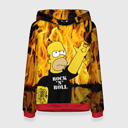 Толстовка-худи женская Homer Simpson - Rock n Roll!, цвет: 3D-красный