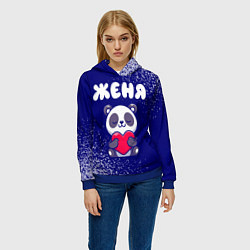 Толстовка-худи женская Женя панда с сердечком, цвет: 3D-синий — фото 2
