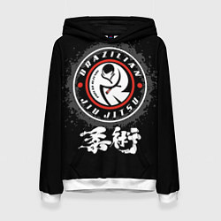 Толстовка-худи женская Brazilian fight club Jiu-jitsu fighter, цвет: 3D-белый
