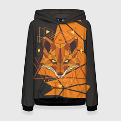 Толстовка-худи женская Голова лисы в мозаике, цвет: 3D-черный