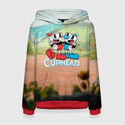 Толстовка-худи женская Cuphead природа, цвет: 3D-красный