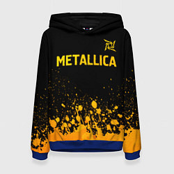 Толстовка-худи женская Metallica - gold gradient: символ сверху, цвет: 3D-синий