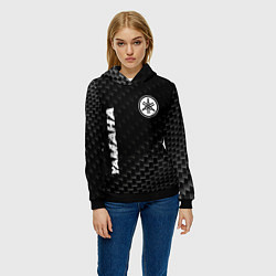 Толстовка-худи женская Yamaha карбоновый фон, цвет: 3D-черный — фото 2