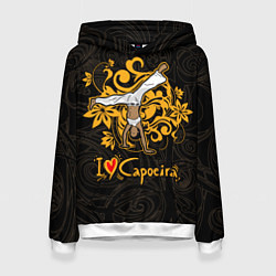 Толстовка-худи женская I love Capoeira fighter, цвет: 3D-белый