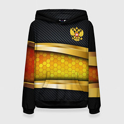 Толстовка-худи женская Black & gold - герб России, цвет: 3D-черный