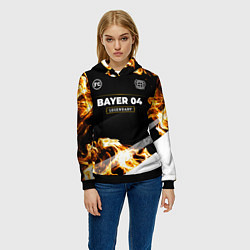 Толстовка-худи женская Bayer 04 legendary sport fire, цвет: 3D-черный — фото 2