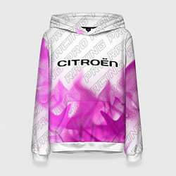 Толстовка-худи женская Citroen pro racing: символ сверху, цвет: 3D-белый