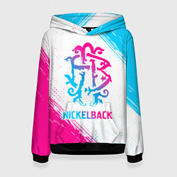 Толстовка-худи женская Nickelback neon gradient style, цвет: 3D-черный