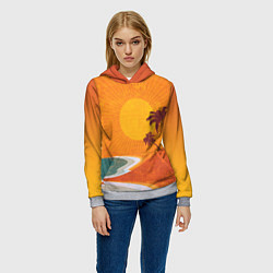 Толстовка-худи женская Закат на побережье минимализм, цвет: 3D-меланж — фото 2