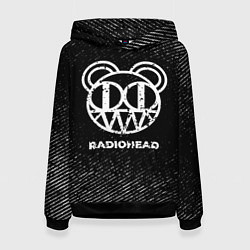 Толстовка-худи женская Radiohead с потертостями на темном фоне, цвет: 3D-черный