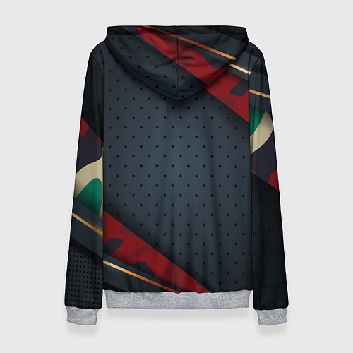 Женская толстовка Герб России черно-красный камуфляж / 3D-Меланж – фото 2