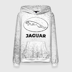 Толстовка-худи женская Jaguar с потертостями на светлом фоне, цвет: 3D-белый