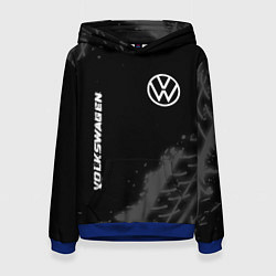 Женская толстовка Volkswagen speed на темном фоне со следами шин: на