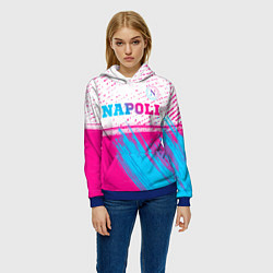 Толстовка-худи женская Napoli neon gradient style: символ сверху, цвет: 3D-синий — фото 2