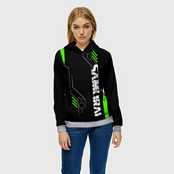 Толстовка-худи женская Samurai - Зеленые технологии, цвет: 3D-меланж — фото 2