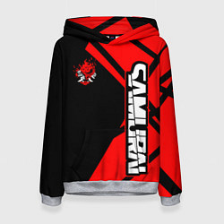 Толстовка-худи женская Cyberpunk 2077 - Надпись Samurai, цвет: 3D-меланж