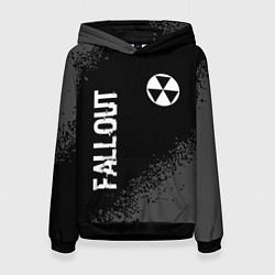 Толстовка-худи женская Fallout glitch на темном фоне: надпись, символ, цвет: 3D-черный
