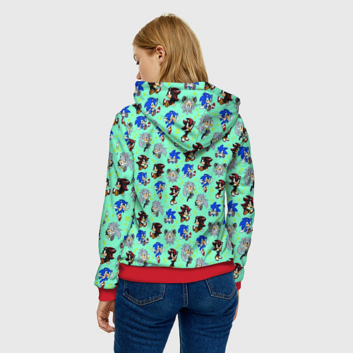 Женская толстовка Ежик Соник и его друзья / 3D-Красный – фото 4