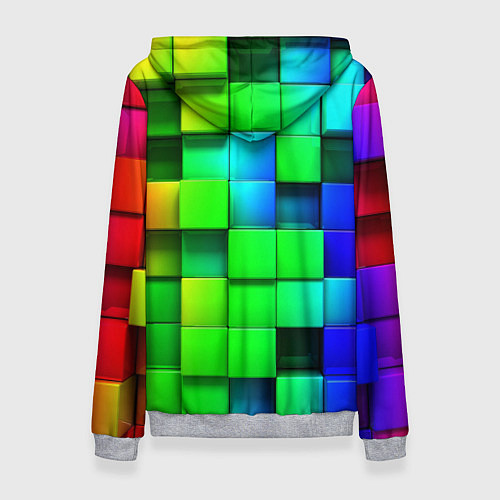 Женская толстовка Цветные неоновые кубы / 3D-Меланж – фото 2