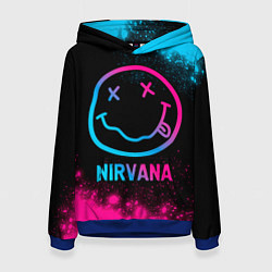 Толстовка-худи женская Nirvana - neon gradient, цвет: 3D-синий