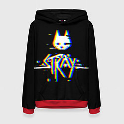 Толстовка-худи женская Stray glitch logo, цвет: 3D-красный