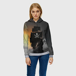 Толстовка-худи женская Пиратский фрегат, цвет: 3D-меланж — фото 2