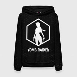 Толстовка-худи женская Tomb Raider glitch на темном фоне, цвет: 3D-черный