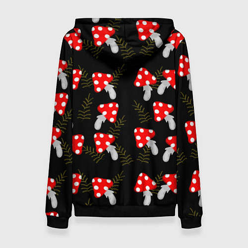 Женская толстовка Мухоморы на черном фоне / 3D-Черный – фото 2