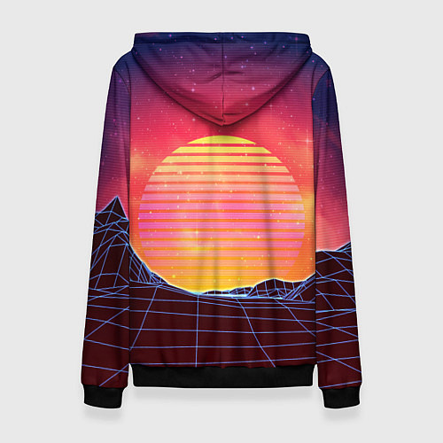 Женская толстовка Абстрактные 3D неоновые горы на закате / 3D-Черный – фото 2