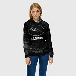 Толстовка-худи женская Jaguar с потертостями на темном фоне, цвет: 3D-черный — фото 2