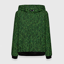 Толстовка-худи женская Зеленая камуфляжная трава, цвет: 3D-черный