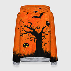 Толстовка-худи женская Мрачное дерево, цвет: 3D-меланж