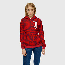 Толстовка-худи женская Juventus отпечатки, цвет: 3D-красный — фото 2