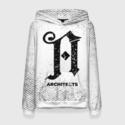 Толстовка-худи женская Architects с потертостями на светлом фоне, цвет: 3D-белый