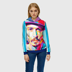 Толстовка-худи женская Джонни Депп портрет, цвет: 3D-синий — фото 2