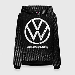Толстовка-худи женская Volkswagen с потертостями на темном фоне, цвет: 3D-черный