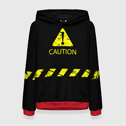 Толстовка-худи женская CAUTION - Осторожно опасность, цвет: 3D-красный