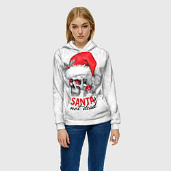 Толстовка-худи женская Santa is not dead, skull in red hat, цвет: 3D-белый — фото 2