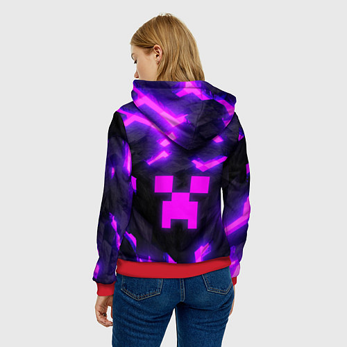 Женская толстовка Майнкрафт розовый / 3D-Красный – фото 4
