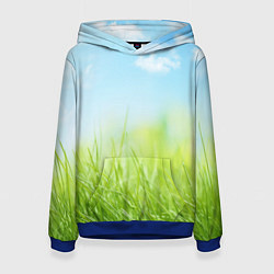 Толстовка-худи женская Зелень и небо, цвет: 3D-синий