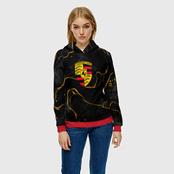 Толстовка-худи женская Gold Porsche, цвет: 3D-красный — фото 2