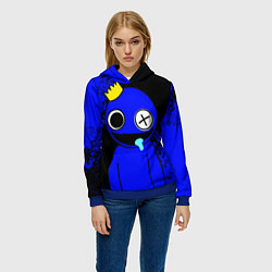 Толстовка-худи женская Радужные друзья: улыбчивый Синий, цвет: 3D-синий — фото 2