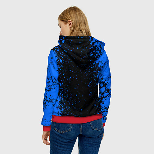 Женская толстовка Радужные друзья Синий - брызги краски / 3D-Красный – фото 4