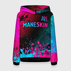 Толстовка-худи женская Maneskin - neon gradient: символ сверху, цвет: 3D-черный