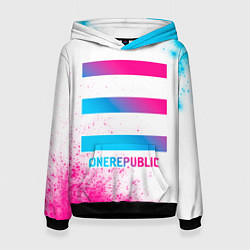 Толстовка-худи женская OneRepublic neon gradient style, цвет: 3D-черный