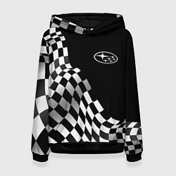 Толстовка-худи женская Subaru racing flag, цвет: 3D-черный